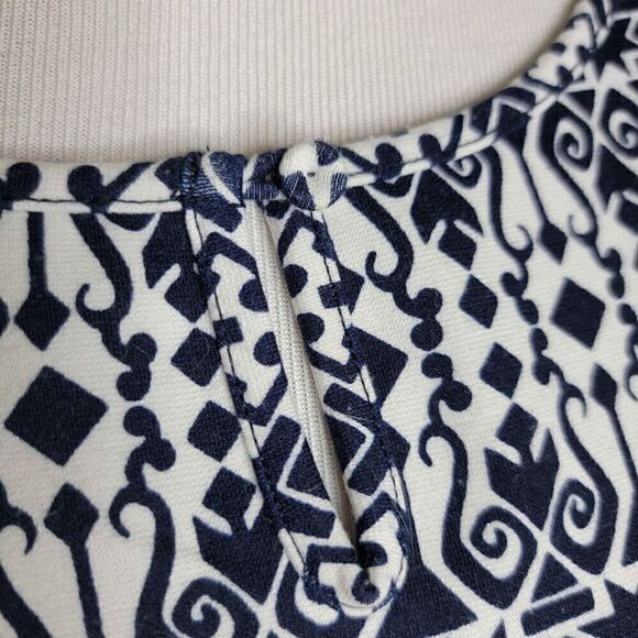 Talbots A Line Knit Geometric Sleeveless Dress Navy White Small - Picture 6 of 15